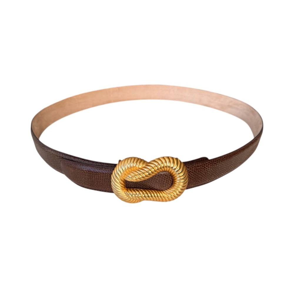 TERRY STACK Italian Leather belt with 2 removable buckles Size XL